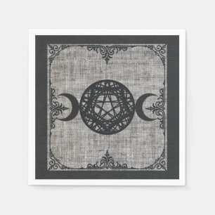 Serviette En Papier Magie Noire Triple Lune Pentagramme Vintage Wiccan
