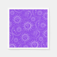 Magie Violette Céleste Soleil Lune Étoiles Vintage