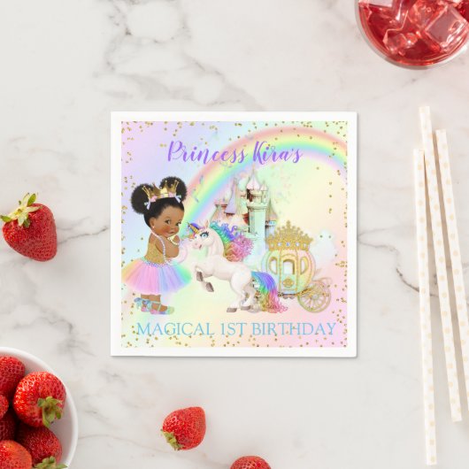 Serviette En Papier Magique Arc en Ciel Princesse Castle Carriage Unic (En situation)