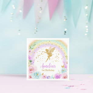 Serviette En Papier Magique Fairy Rainbow Anniversaire Napkins