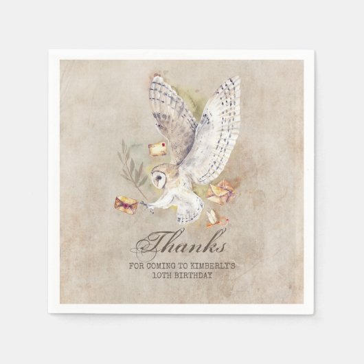 Serviette En Papier Magique fête d'anniversaire de la Chouette de l'As (Devant)