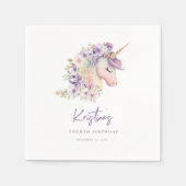 Serviette En Papier Magique Floral Unicorn Anniversaire serviettes (Devant)