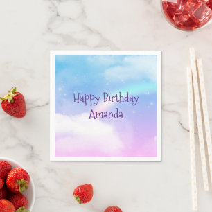 Serviette En Papier Magique Pastel Nuds et un Rainbow Birthday