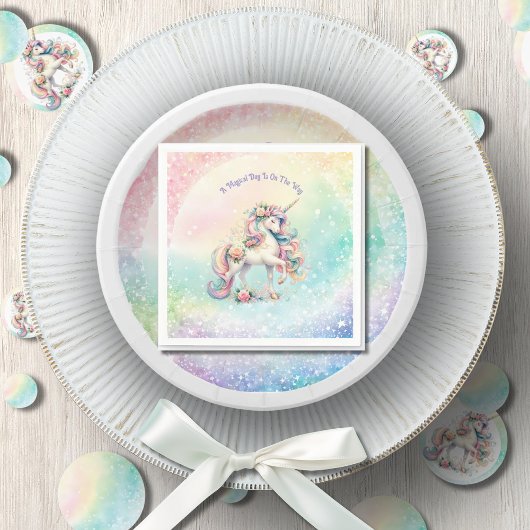 Serviette En Papier Magique Pastel Radiant Rainbow Unicorn Party