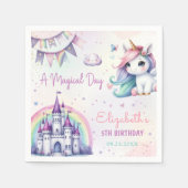 Serviette En Papier Magique Pastel Unicorn Arc-en-ciel Anniversaire (Devant)