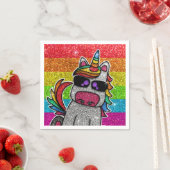 Serviette En Papier Magique Rainbow Unicorn Parties scintillant Whimsi (En situation)
