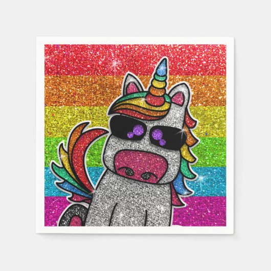 Serviette En Papier Magique Rainbow Unicorn Parties scintillant Whimsi (Devant)