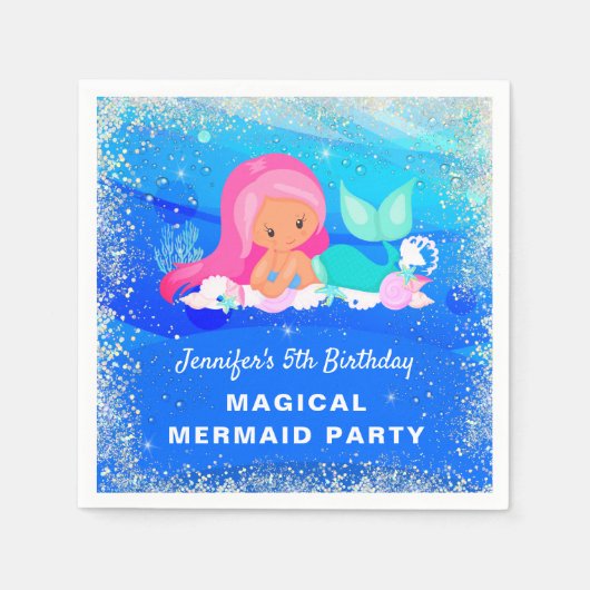 Serviette En Papier Magique Sirène Océan Papier d'Anniversaire (Devant)