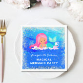 Serviette En Papier Magique Sirène Océan Papier d'Anniversaire