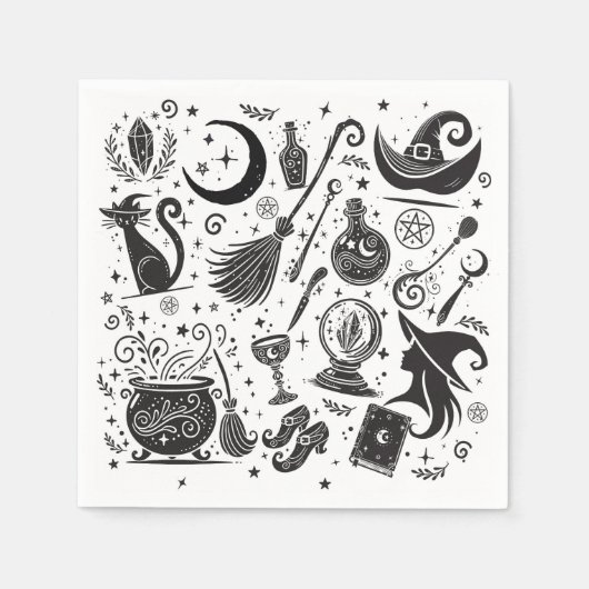 Serviette En Papier Magique sorcière Whimsical Wiccan Pagan Parti (Devant)