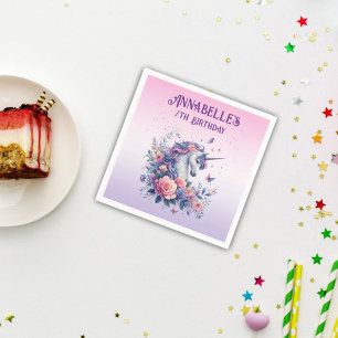 Serviette En Papier Magique Unicorne étincelle rose pourpre fille Anni