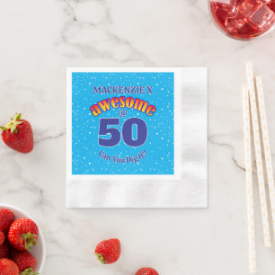 Serviette En Papier MAGNIFIQUE 50 Anniversaire BLEU CLAIR