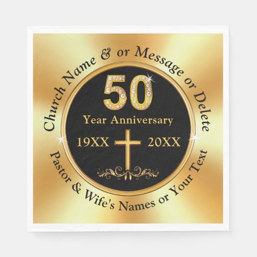 Serviette En Papier Magnifique, 50e anniversaire de l'église, Napkins (Devant)