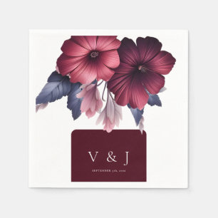 Serviette En Papier Magnifique Bourgogne Blush Magnolia Mariage rose