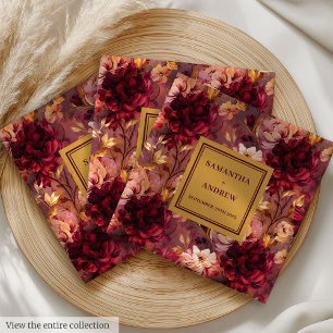Serviette En Papier Magnifique Burgundy Gold Wedding Réception Napkins