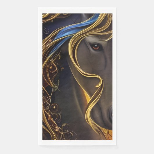 Serviette En Papier Magnifique Cheval foncé Triptyque (Devant)