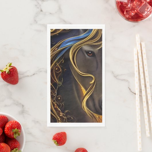 Serviette En Papier Magnifique Cheval foncé Triptyque (En situation)