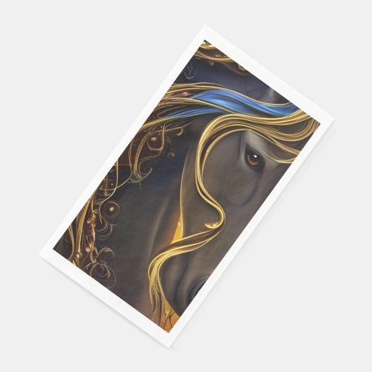 Serviette En Papier Magnifique Cheval foncé Triptyque (Coin)