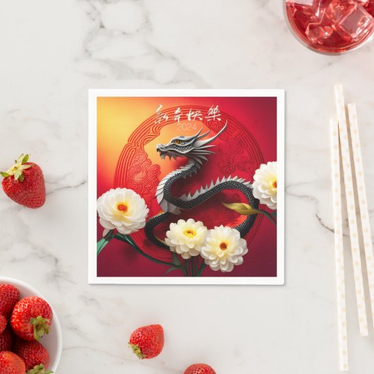 Serviette En Papier Magnifique Dragon chinois Nouvel An 2024 PPN01 (En situation)