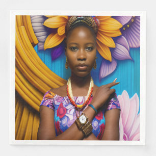 Serviette En Papier Magnifique femme africaine avec montre