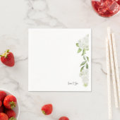 Serviette En Papier Magnifique Hydrangea Blanc Floral Mariage Blanc   (En situation)