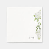 Serviette En Papier Magnifique Hydrangée Blanche Florale Mariage (Devant)