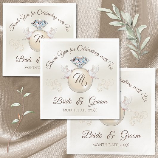 Serviette En Papier Magnifique ivoire Personnalisé Mariage imprimé ser