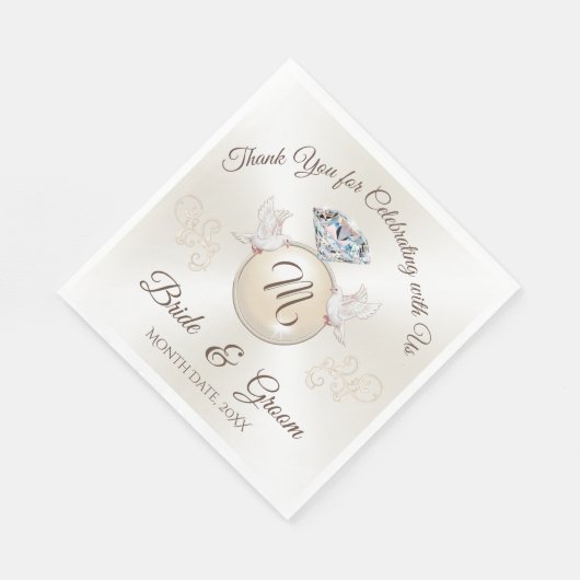 Serviette En Papier Magnifique ivoire Personnalisé Mariage imprimé ser (Coin)