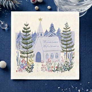 Serviette En Papier Magnifique Mariage Chrétien d'Hiver Bleu