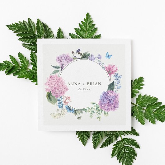 Serviette En Papier Magnifique Mariage floral Hydrangea peint à la mai