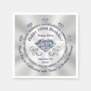 Serviette En Papier Magnifique personnalisation, 100e anniversaire ser