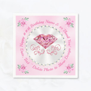Serviette En Papier Magnifique, Rose Joyeuse serviettes d'anniversaire