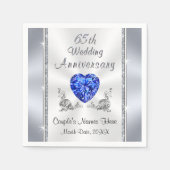 Serviette En Papier Magnifique Sapphire 65e anniversaire Mariage servi (Devant)