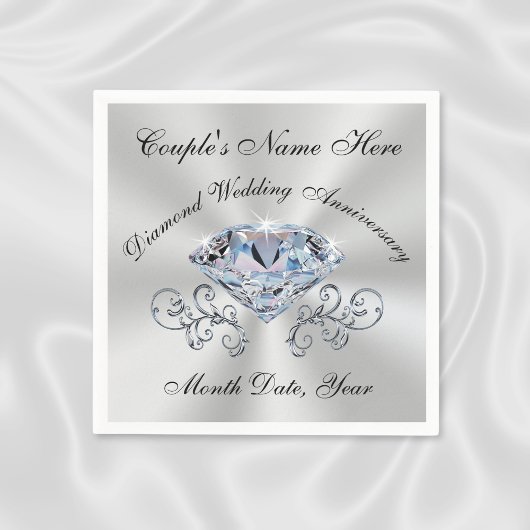 Serviette En Papier Magnifique serviettes Anniversaire Diamant en 3 ta