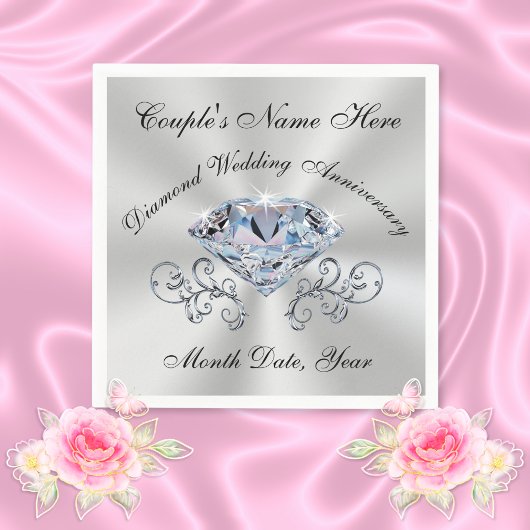 Serviette En Papier Magnifique serviettes Anniversaire Diamant en 3 ta