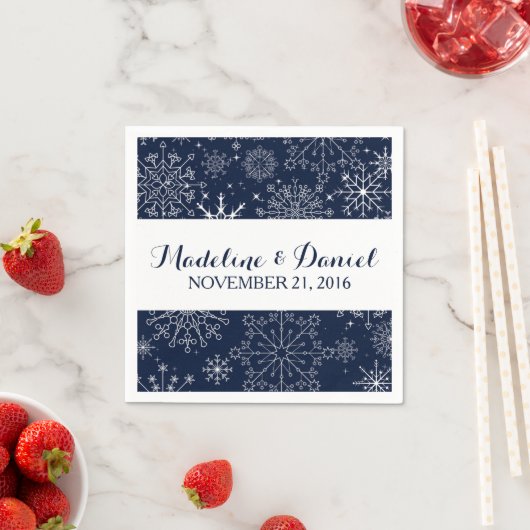 Serviette En Papier Magnifique Snowflakes Mariage serviettes (En situation)