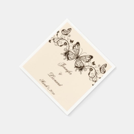 Serviette En Papier Magnifiquement élégant Papillon Mariage serviettes (Coin)