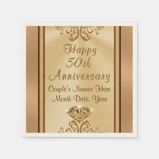 Serviette En Papier Magnifiques serviettes personnalisées du 50e anniv (Devant)