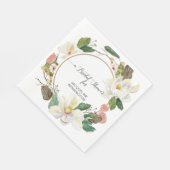 Serviette En Papier Magnolia Aquarelle blanche floue feuille or (Coin)