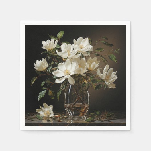 Serviette En Papier magnolia blanc (Devant)