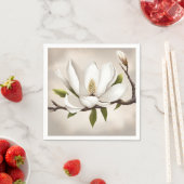 Serviette En Papier Magnolia blanc botanique (En situation)
