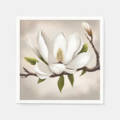 Serviette En Papier Magnolia blanc botanique (Devant)