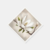 Serviette En Papier Magnolia blanc botanique (Coin)