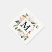 Serviette En Papier Magnolia Cotton Monogramme Mariage Cocktail Napkin (Coin)