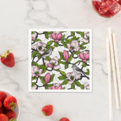 Serviette En Papier Magnolia en floraison et tireur (En situation)