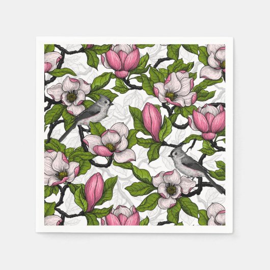 Serviette En Papier Magnolia en floraison et tireur (Devant)