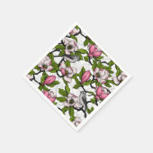 Serviette En Papier Magnolia en floraison et tireur (Coin)