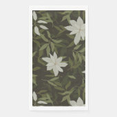 Serviette En Papier Magnolia et feuilles verts sur noir (Devant)