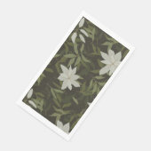 Serviette En Papier Magnolia et feuilles verts sur noir (Coin)