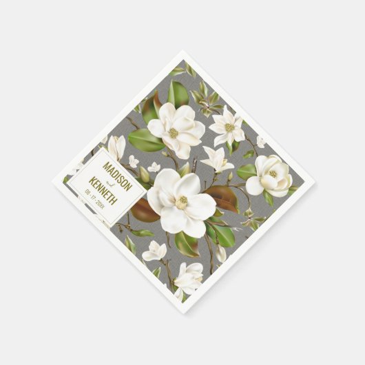 Serviette En Papier Magnolia Floral Mariage (Coin)